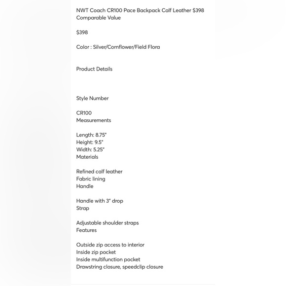 Coach Blue Leather Backpack with Drawstring Closure - Picture 9 of 12